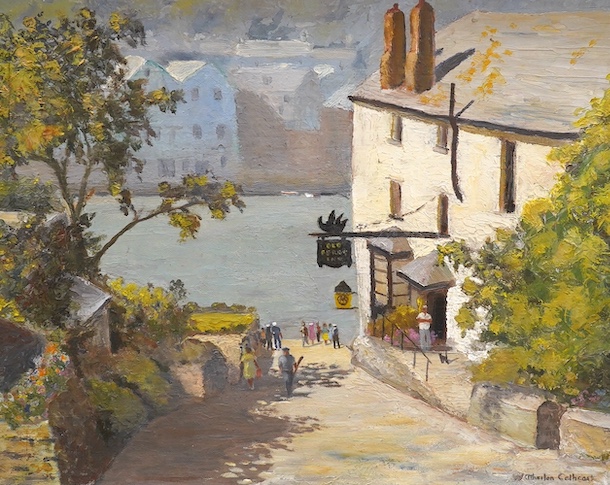 William Atherton Cathcart (20th C.), oil on board, 'Old Ferry Inn, Bodinnick', signed, details verso, 39 x 49cm. Condition - good